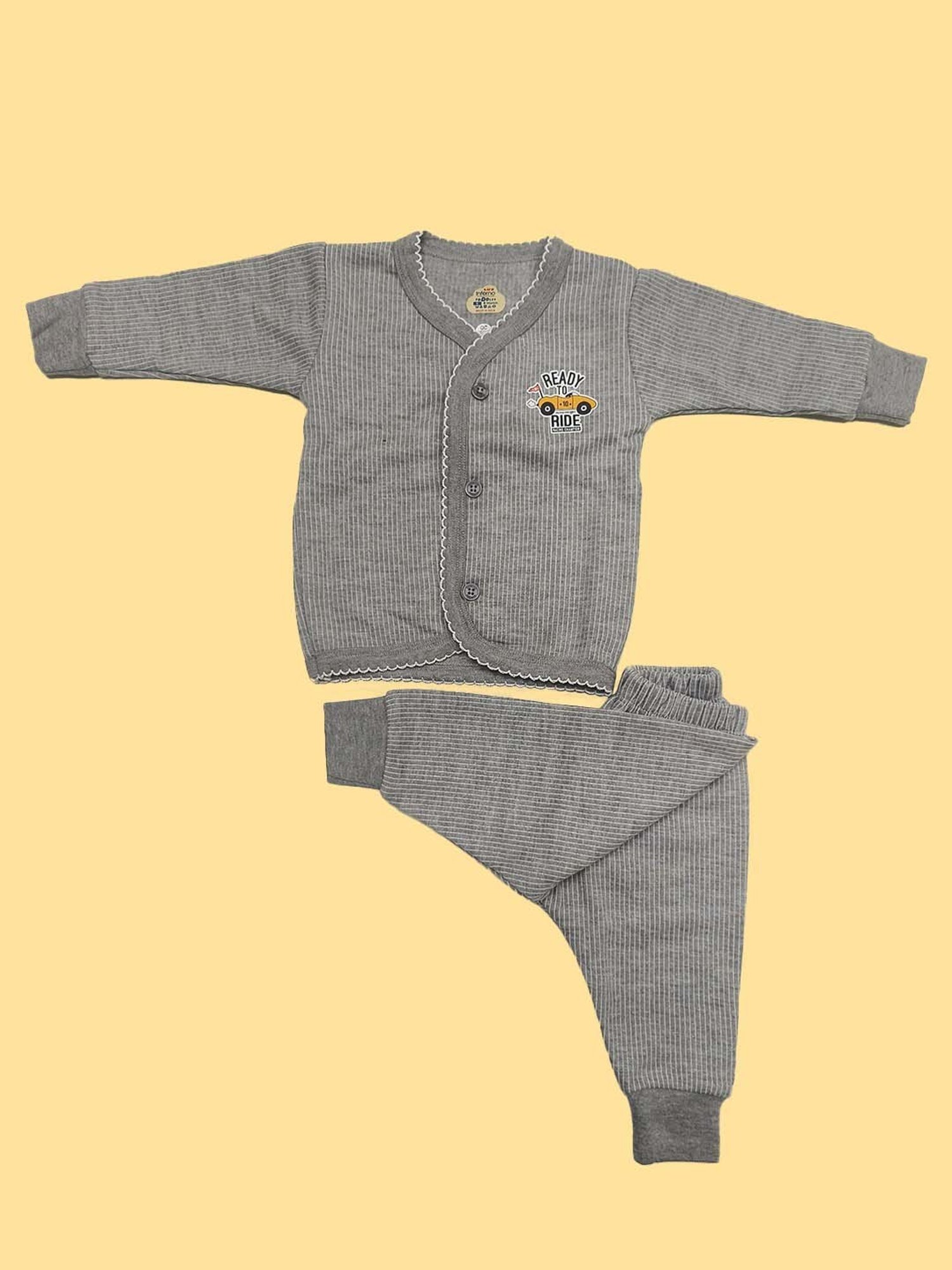 LUX Inferno Kids Grey & Blue Printed Full Sleeves Thermal Set(Pack of 2)