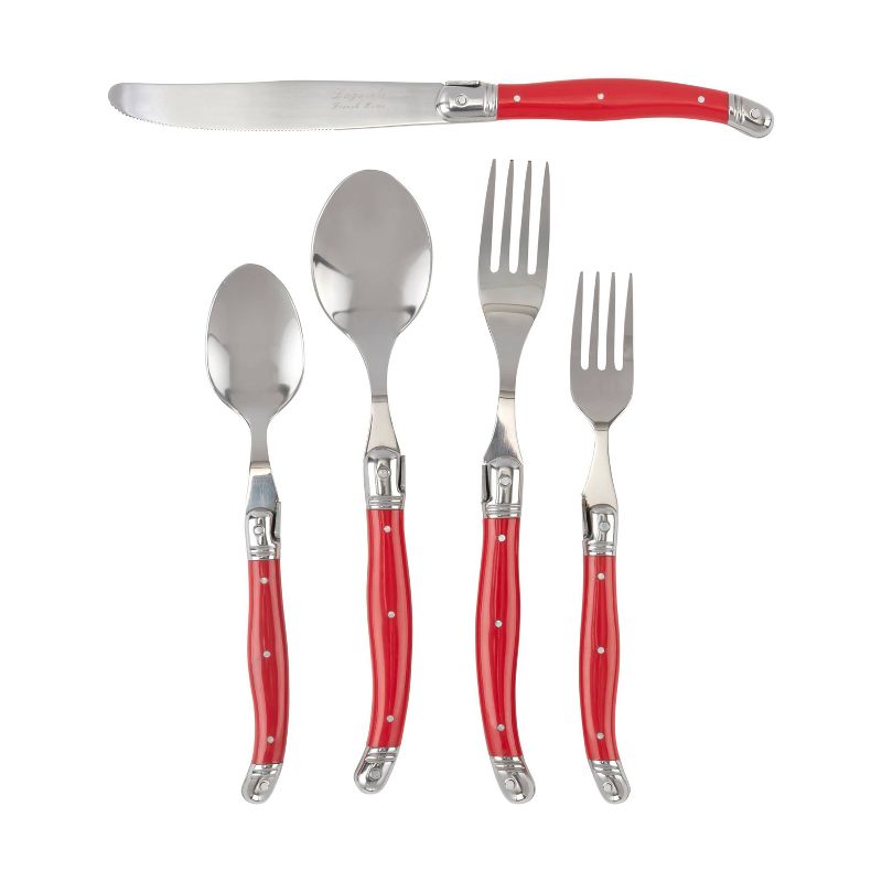 French Home Laguoile 20pc Stainless Steel Silverware Set Dark Red