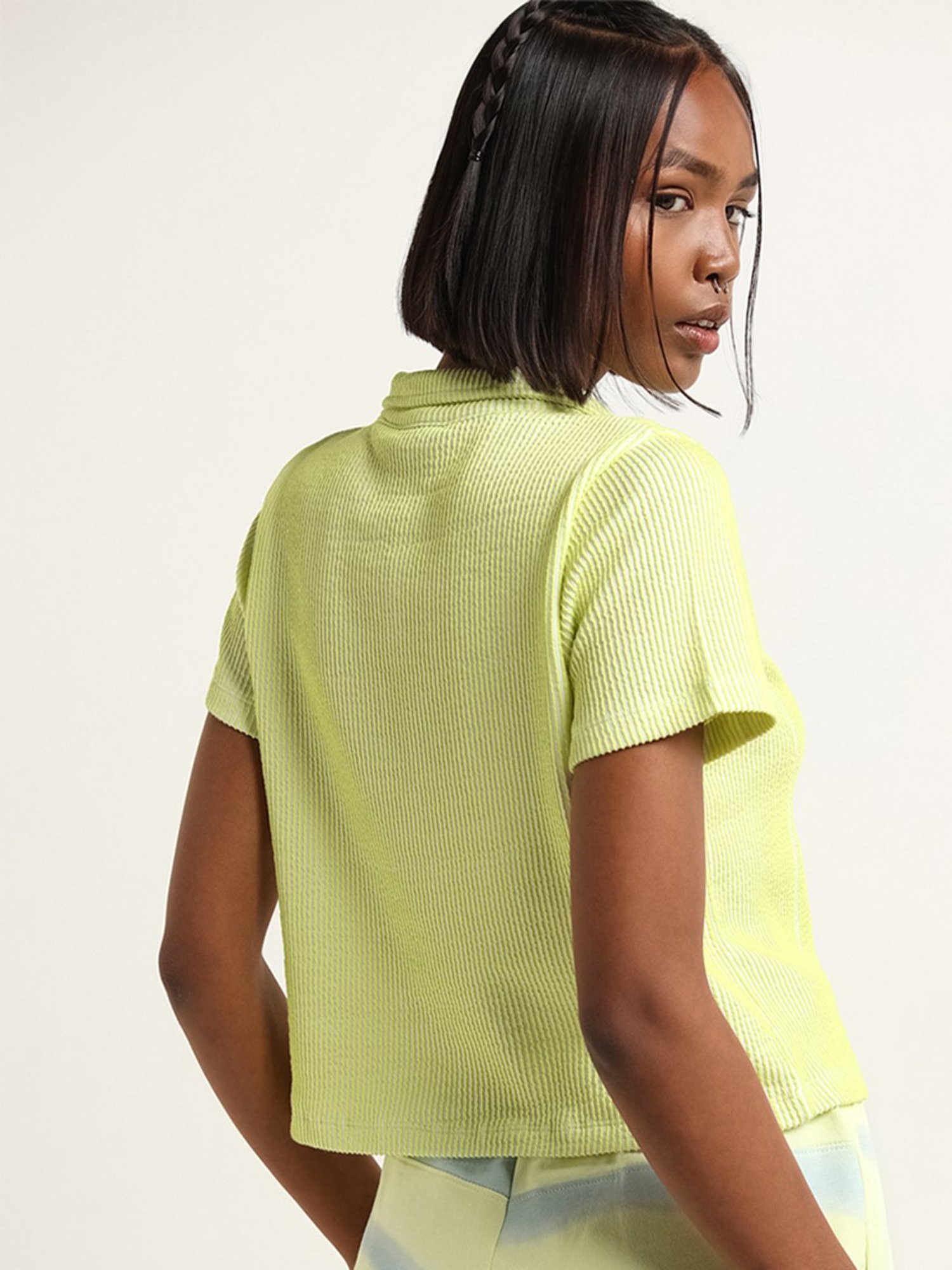 Studiofit by Westside Yellow Textured T-Shirt