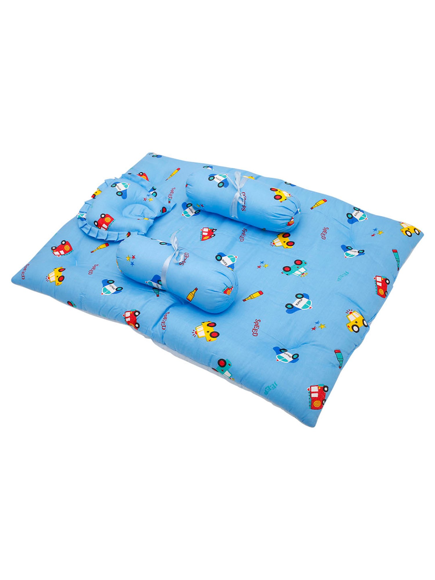 Baby Moo Catch Me If You Can Blue Mattress Set with Neck Pillow and Bolsters