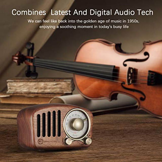 Vintage Radio Retro Bluetooth Speaker- Greadio Walnut Wooden FM Radio with Old Fashioned Classic Style, Strong Bass Enhancement, Loud Volume, Bluetooth 4.2 Wireless Connection, TF Card & MP3 Player