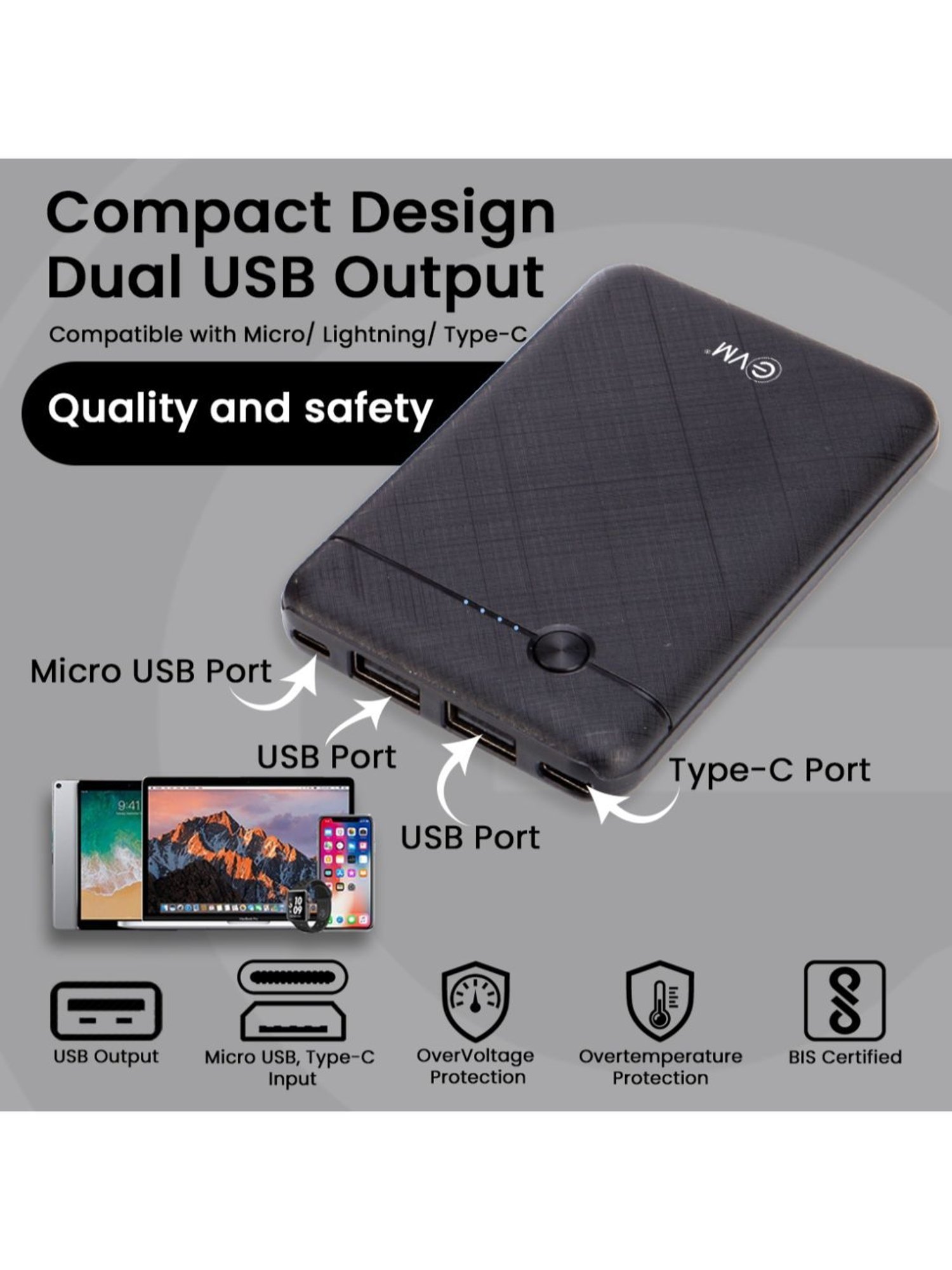 EVM P0210 Ennano Power Bank 5000mah (Black)