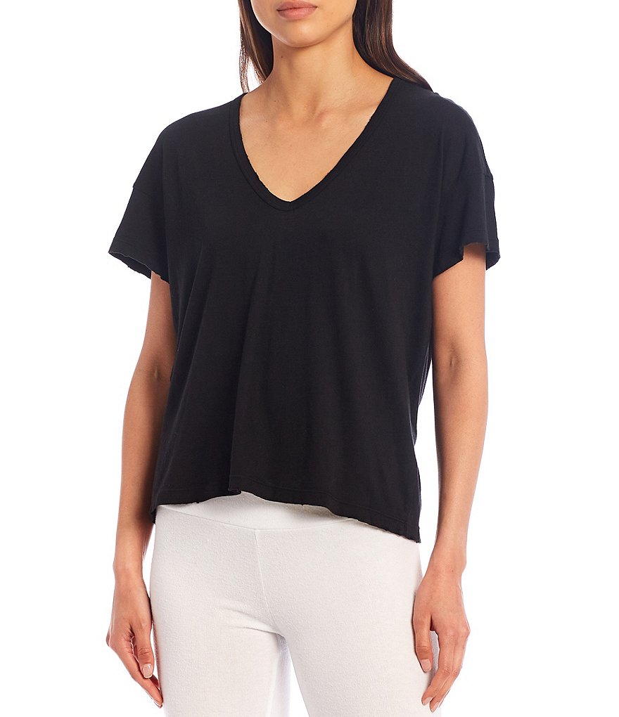 WILDFOX Knit Chrissy V-Neck Short Sleeve Coordinating Tee
