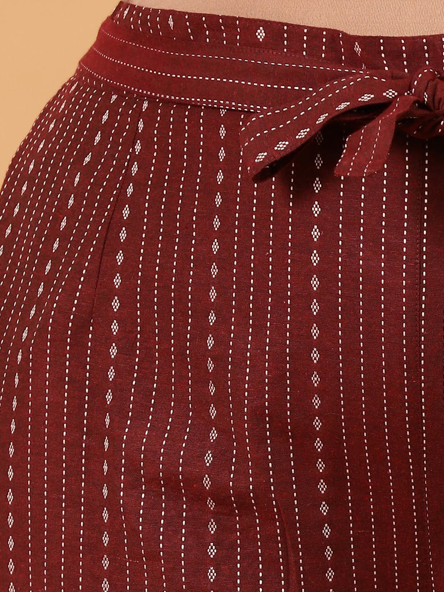 Moms Maternity Maroon Striped Regular Fit Mid Rise Plus Size Trousers