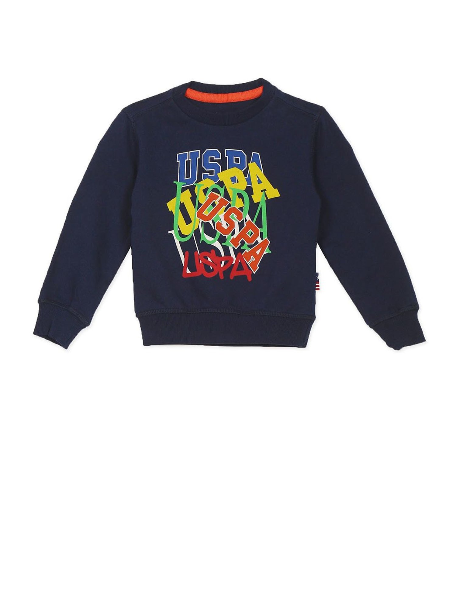 U.S. Polo Assn. Kids Navy Printed Full Sleeves Sweatshirt