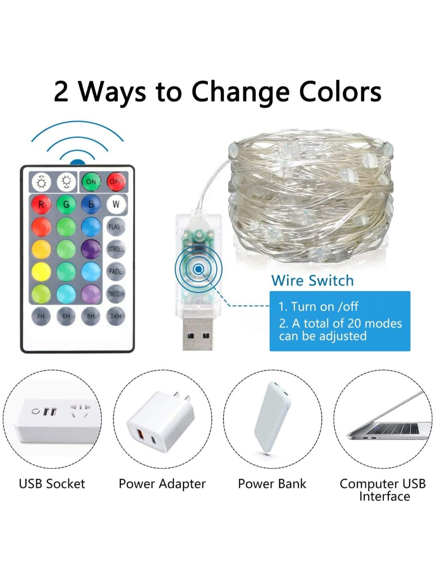 XERGY RGB String Lights - 10Meters 100 LED USB Led String Lights with Remote (Multicolor)