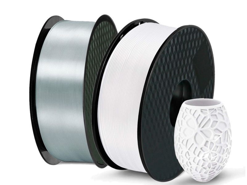 2 Pack PLA 3D Printer Filament 1.75mm, PLA Filament Bundl, Dimensional Accuracy +/- 0.02mm, 1kg Spool(2.2lbs) x 2, Fit Most FDM Printer(White+green - 2 Pack)