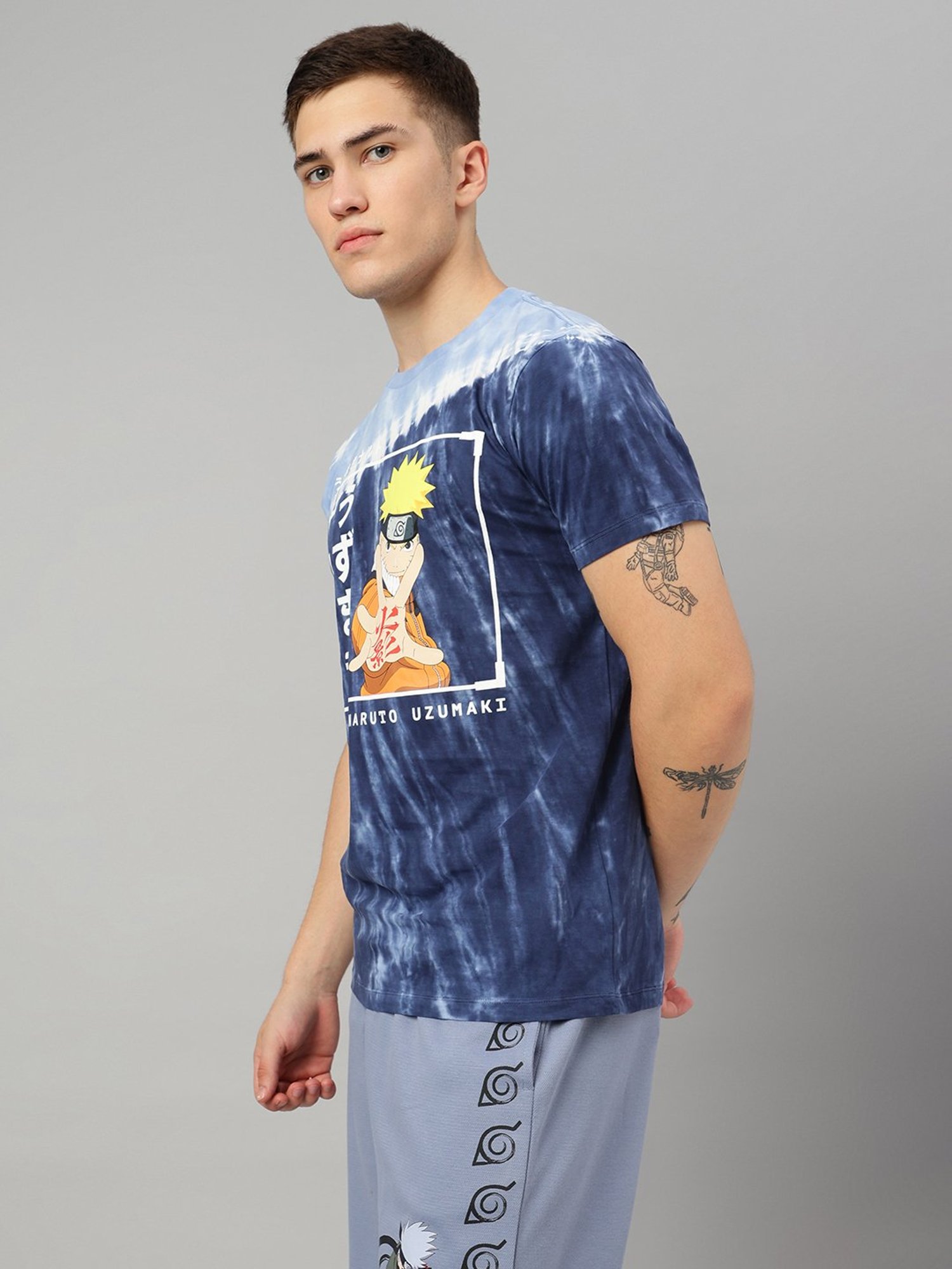 Free Authority Blue Regular Fit Naruto Print T-Shirt