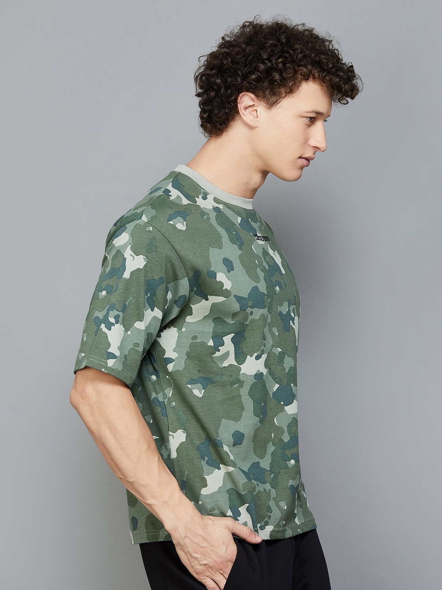 KAPPA Olive Regular Fit Camo Print Crew T-Shirt