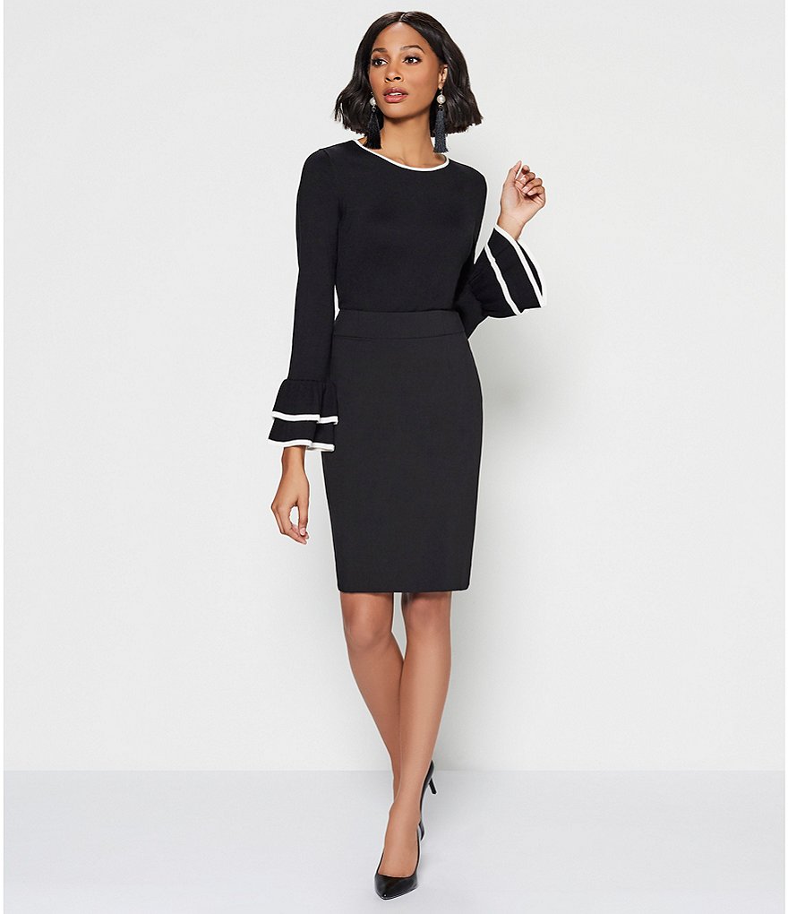 Calvin Klein High Rise Luxe Stretch Pencil Skirt