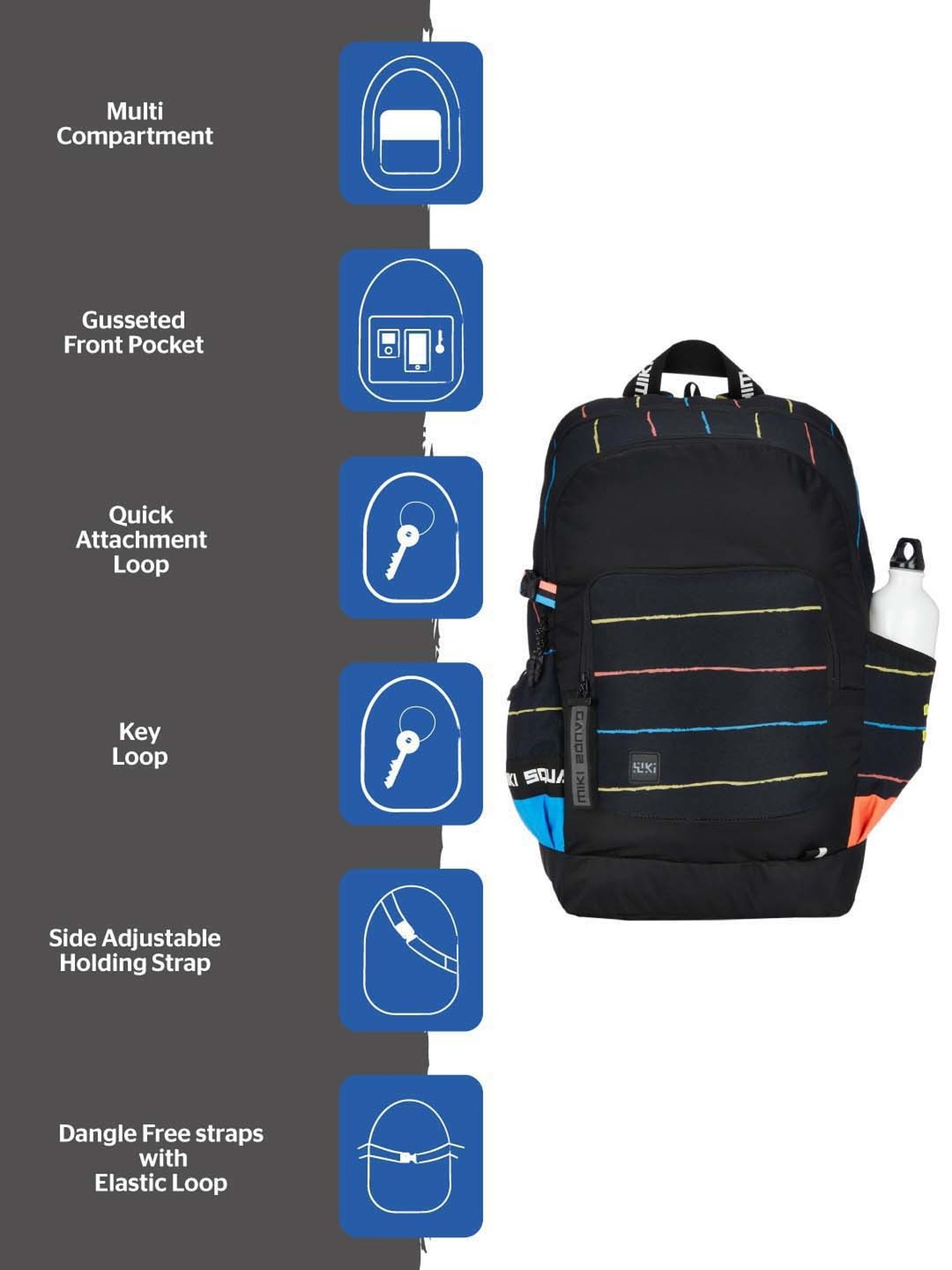 Wiki 40 Ltrs Black Medium Backpack