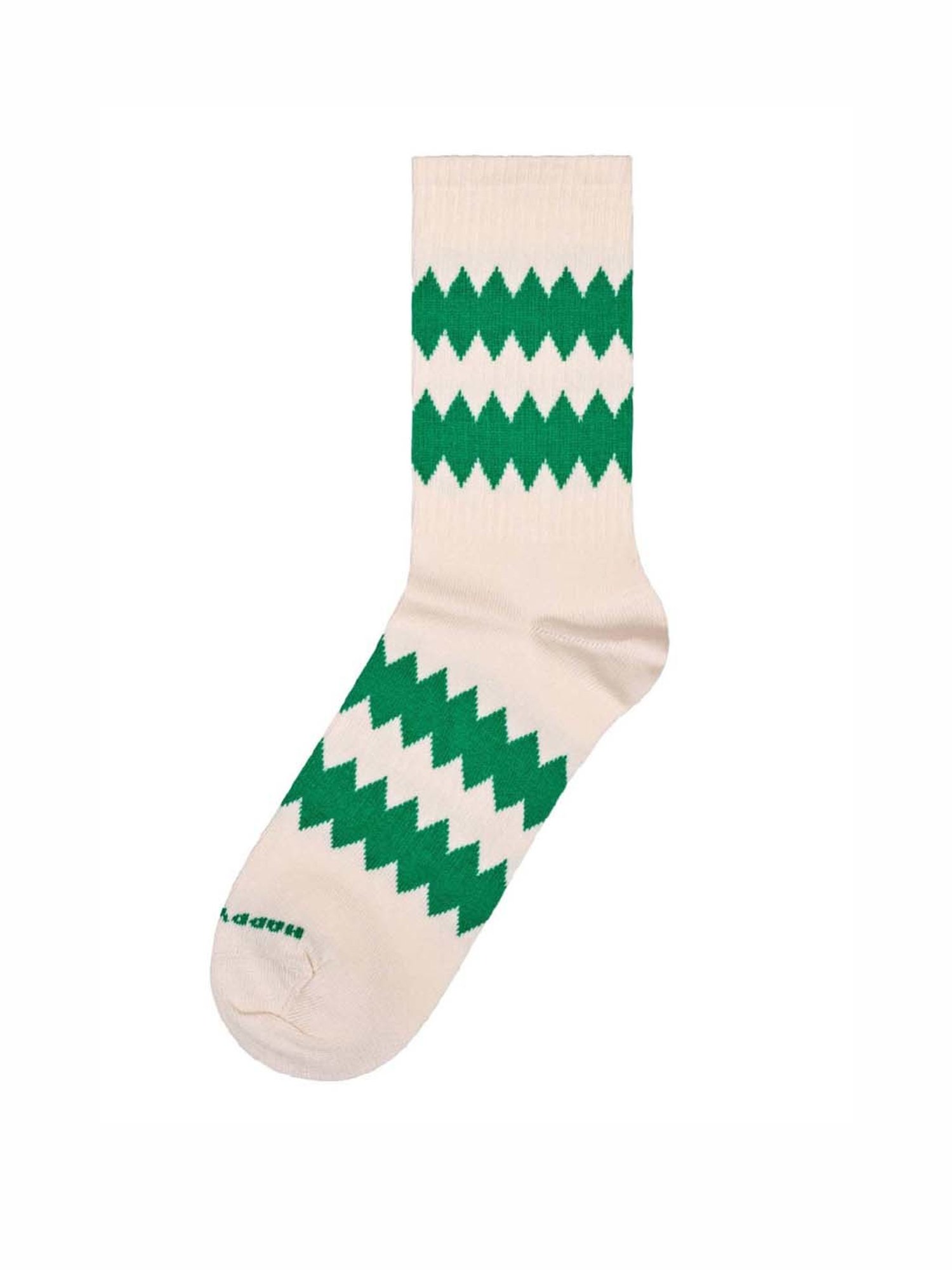 Happy Socks Zigzag 3/4 Crew White Cotton Printed Socks (36-40)
