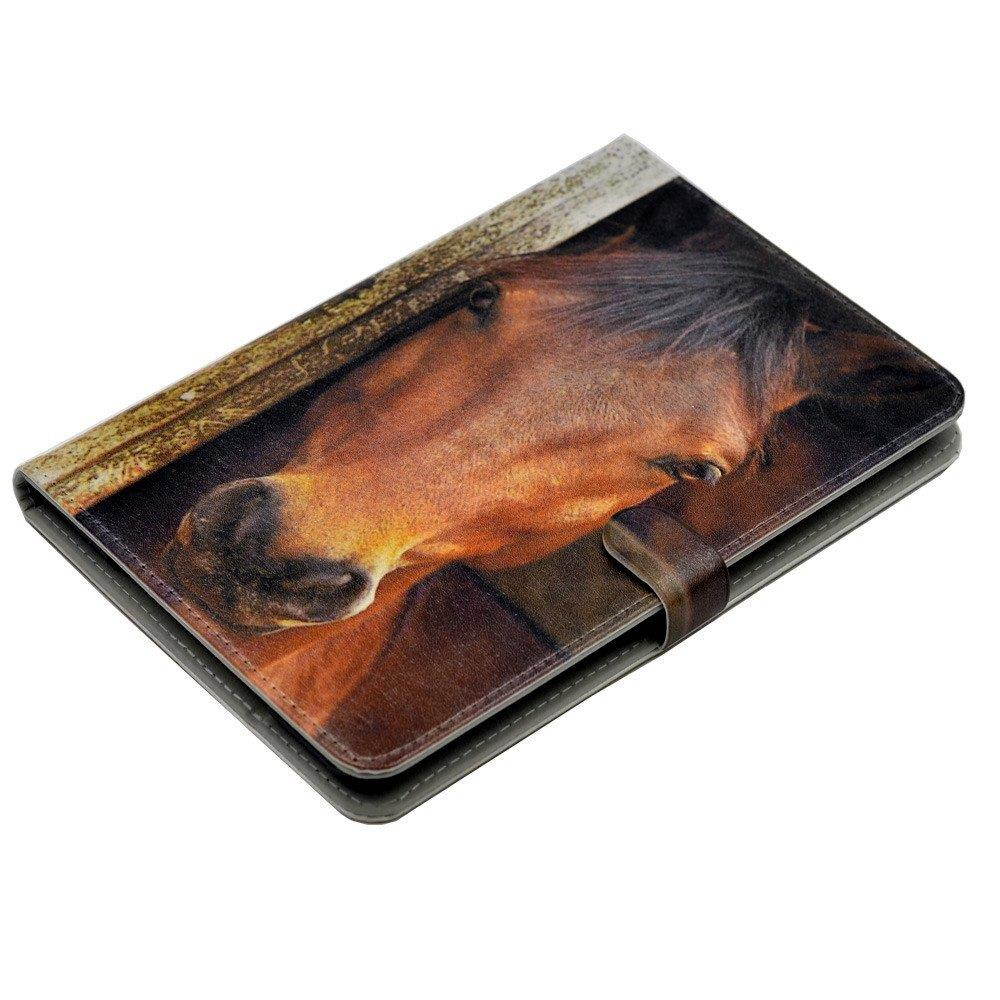 iPad 2017/2018 iPad 9.7 inch Case, Unique Close-up Horse's Face Pattern Leather Flip Stand Case Cover Apple iPad 9.7-inch