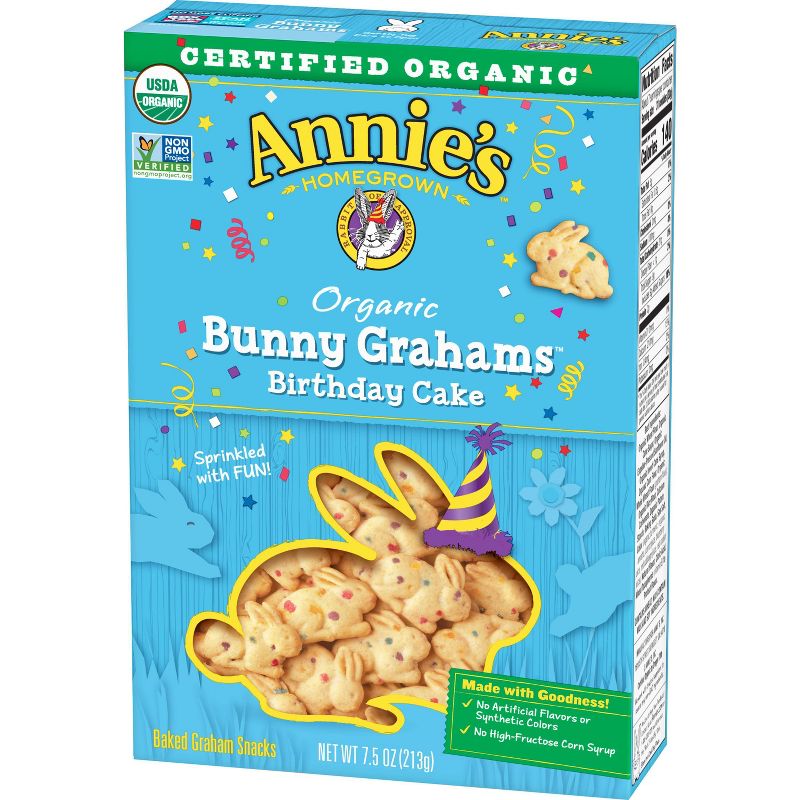 Annie's Organic Birthday Cake Bunny Grahams Baked Snacks - 7.5oz