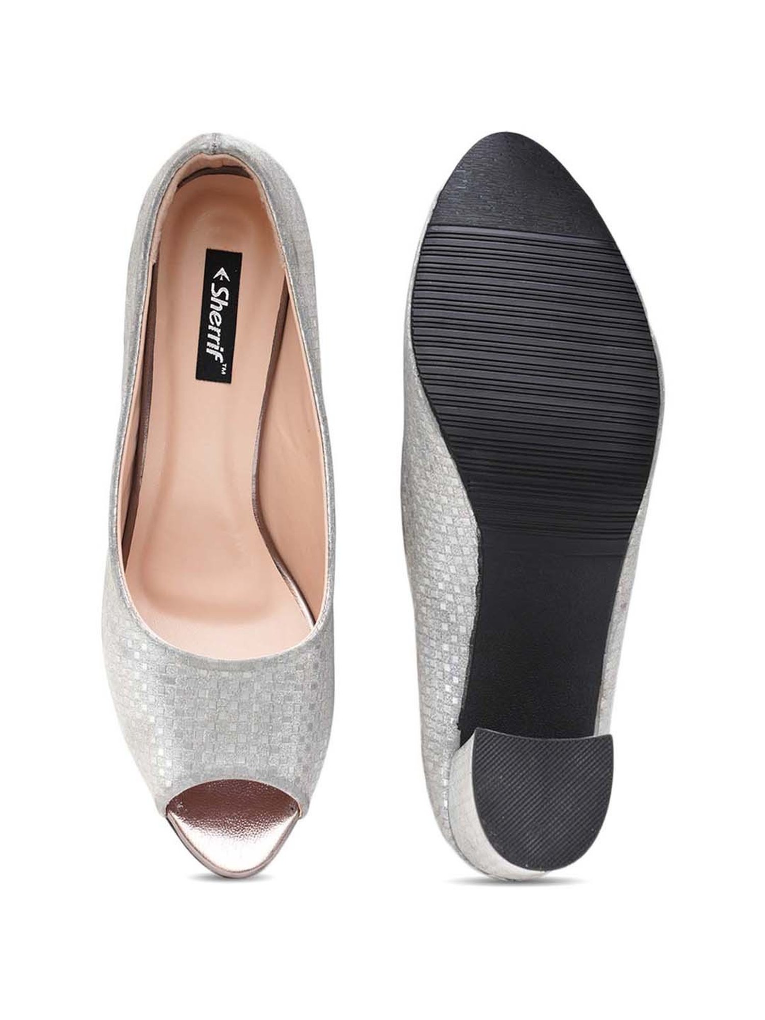Sherrif Women's Grey Peeptoe Shoes