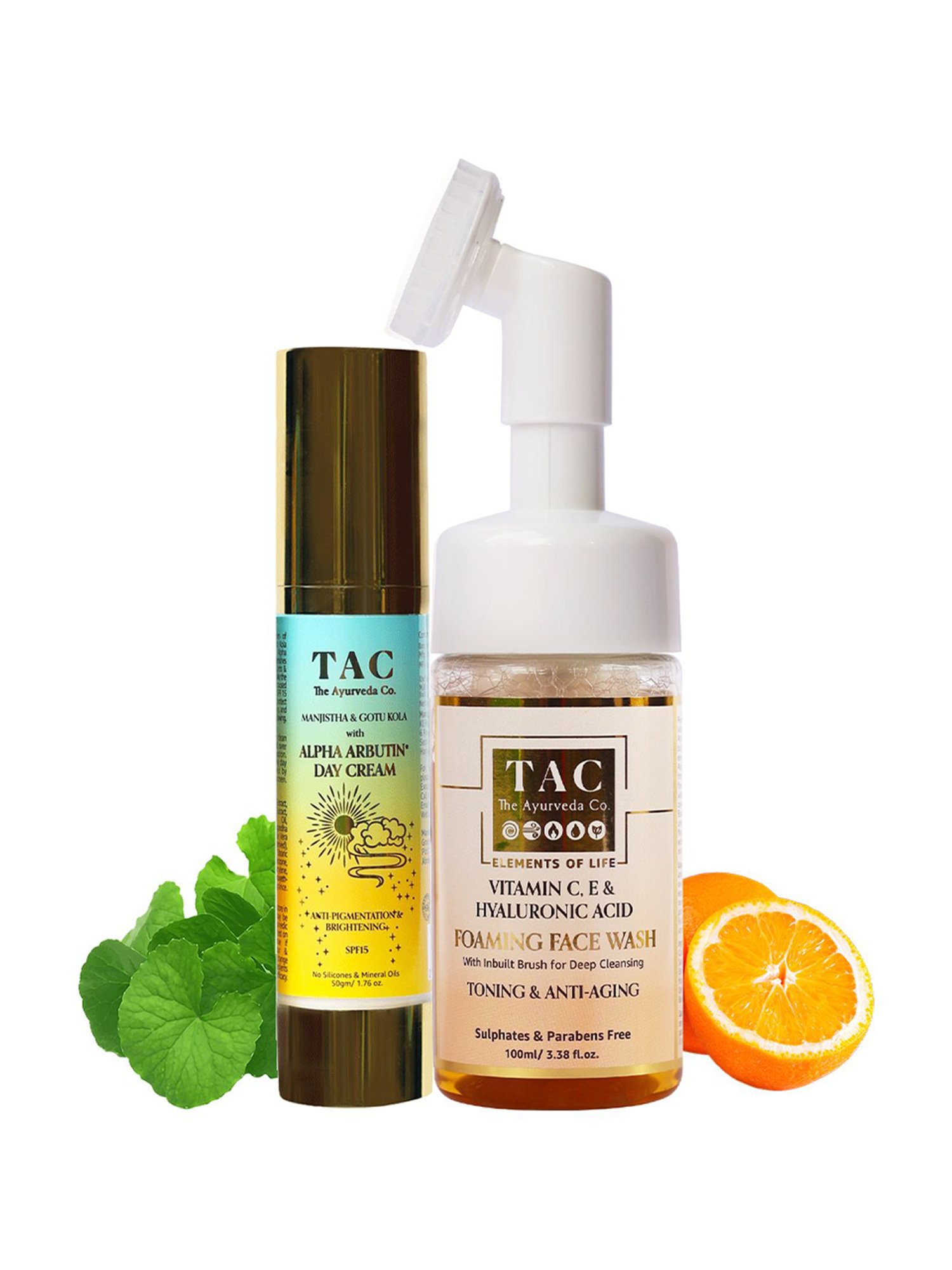 TAC - The Ayurveda Co. Day Cream SPF 15 & Vitamin C, Retinol Foaming Face Wash