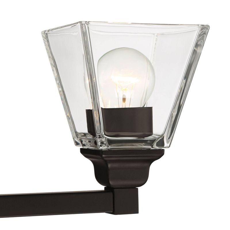 Regency Hill Wall Light Bronze Hardwired 20" Wide Fixture Clear Glass Shades for Bathroom Vanity Mirror