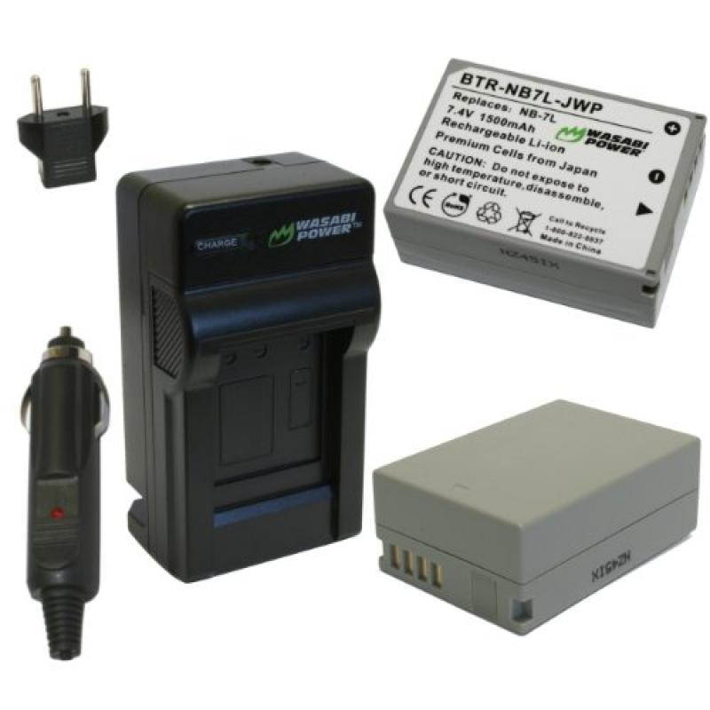 wasabi power nb7l battery 2pack and charger for canon powershot g10, g11, g12, sx30 is