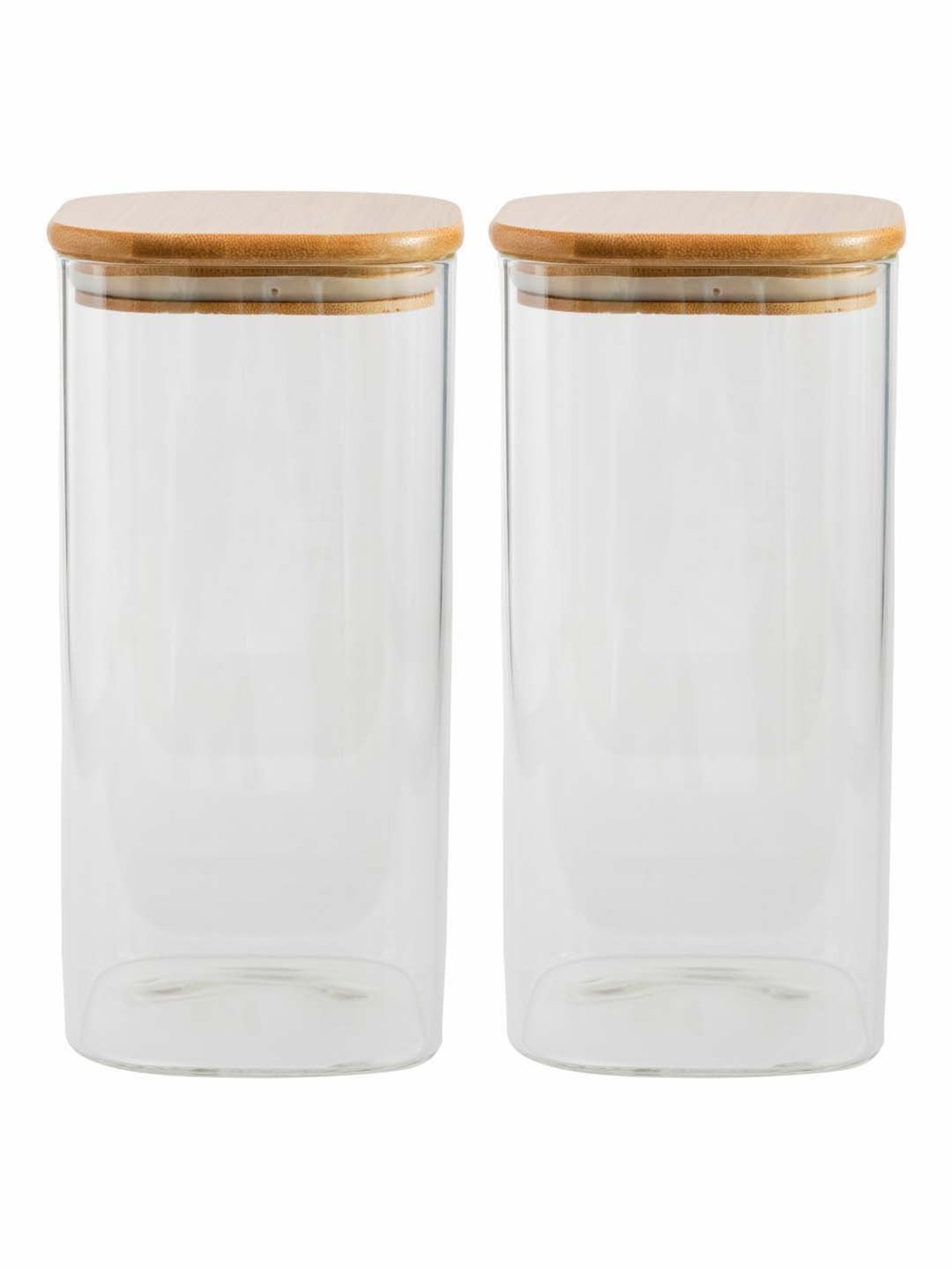 Goodhomes Tranparent & Brown Glass 9.7 cm Jar - Set of 2