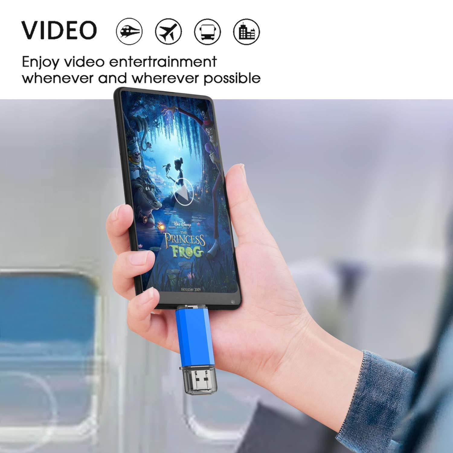 Aiibe 32GB USB 3.0 Type C Flash Drive High Speed Dual USB OTG Flash Drives for USB C Smartphones, Tablets & New MacBook, 2Pack (Mix Color : Blue & Silver)