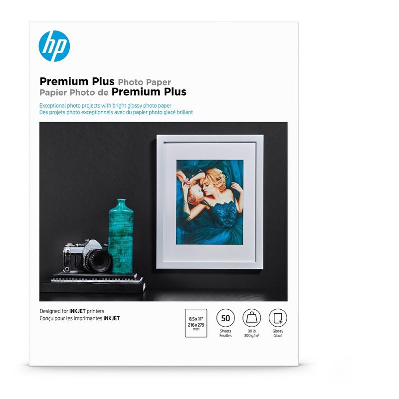 HP Premium Plus Photo Paper 80 lbs. Glossy 8-1/2 x 11 50 Sheets/Pack CR664A