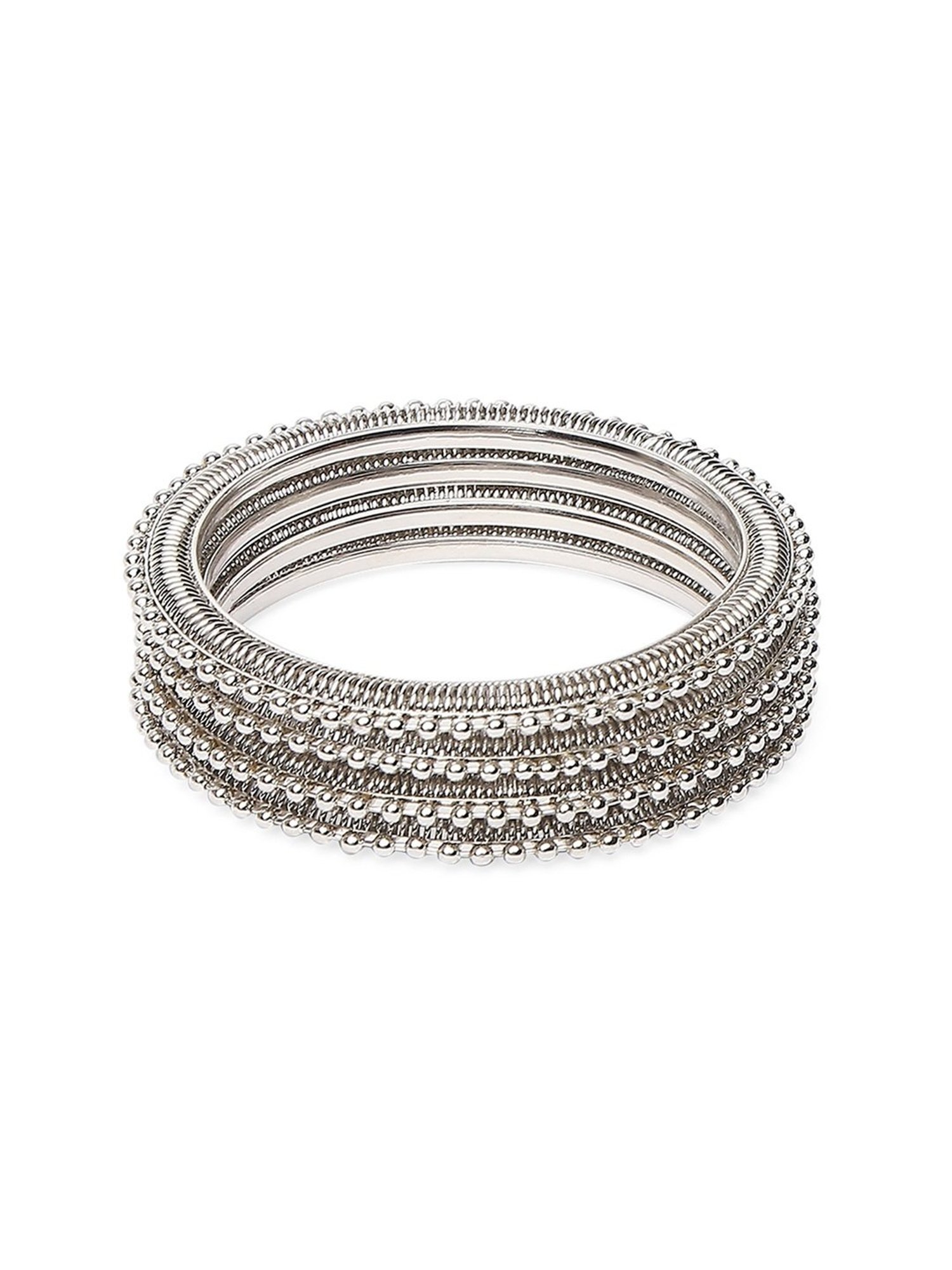 Oomph Jewellery Oxidised Silver Bangles - Set of 4