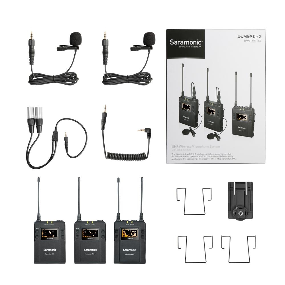 Saramonic UwMIC9 96-Channel Digital UHF Wireless Dual Lavalier Microphone System, Includes 2x TX9 Bodypack Transmitter and RX9 Portable Receiver