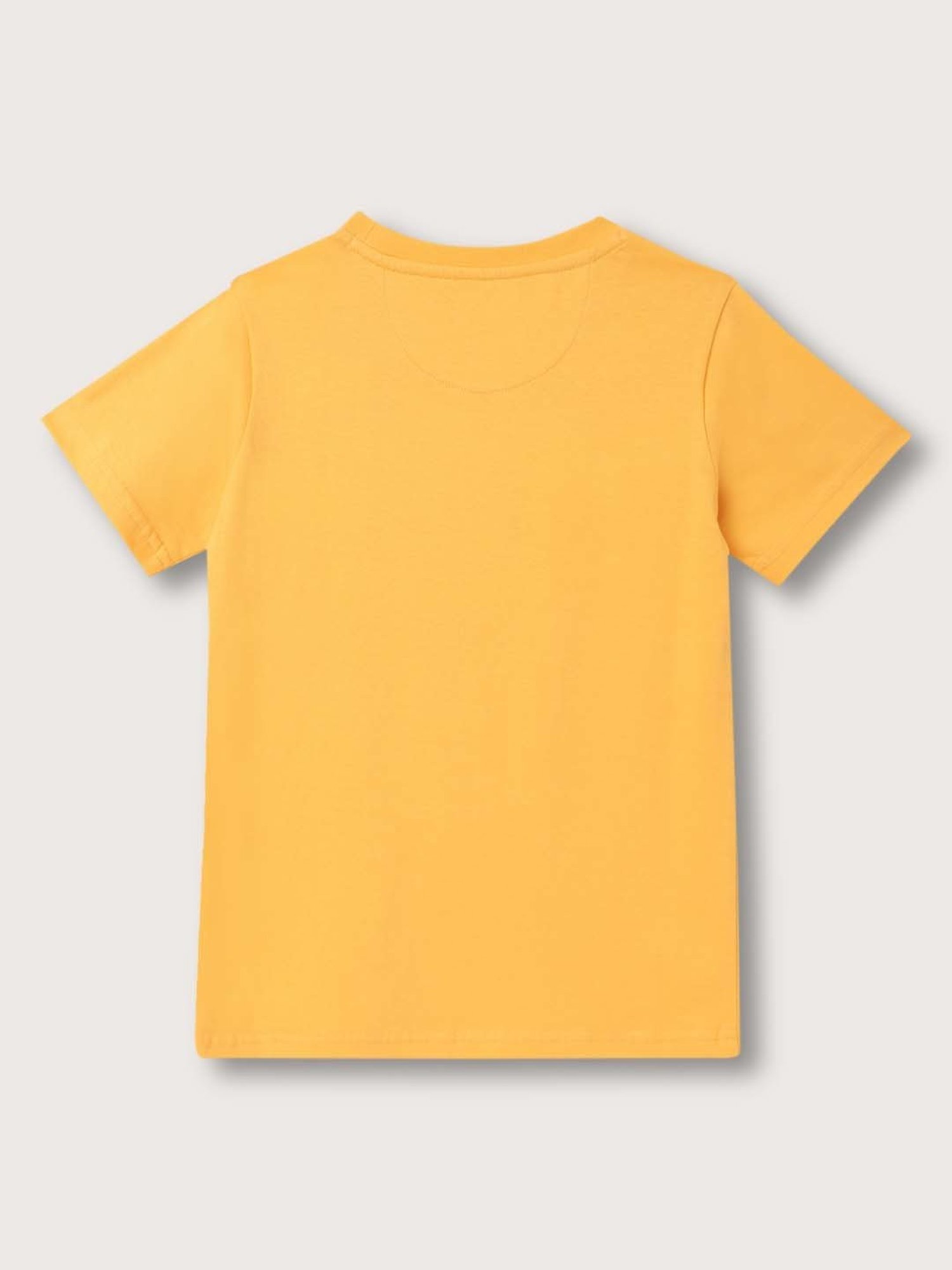 Blue Giraffe Kids Yellow Cotton Embroidered T-Shirt