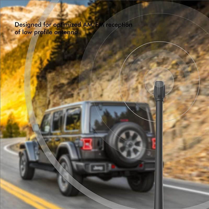 Antenna Compatible with 20072020 Jeep Wrangler JK JKU JL JLU Rubicon Sahara Gladiator 9 inches Flexible Rubber Antenna Designed for Optimized FMAM Reception