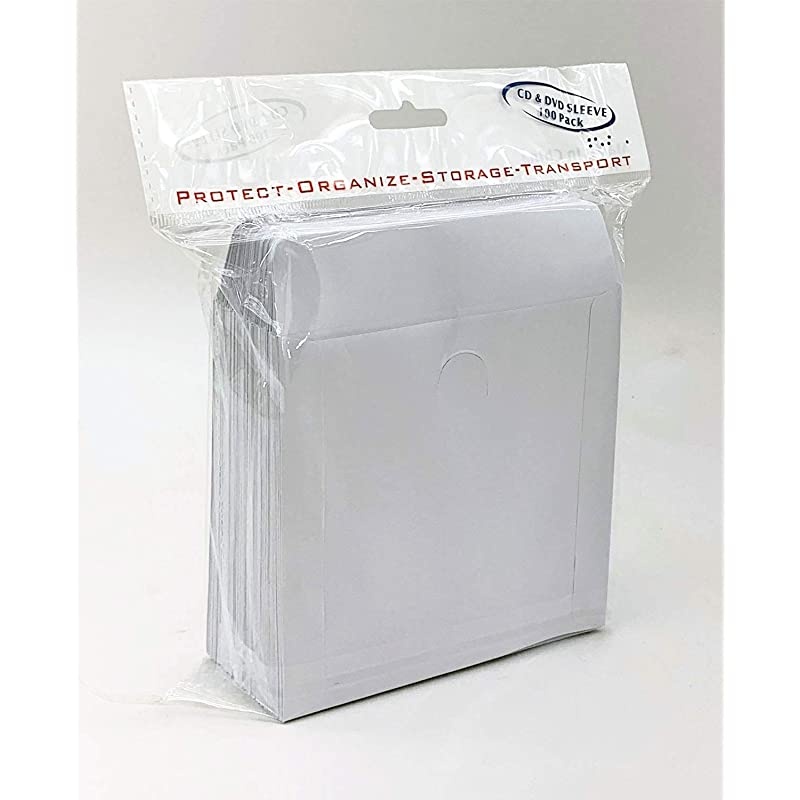White CdDVD Paper Media Sleeves Envelopes with Flap and Clear Window Pack of 100
