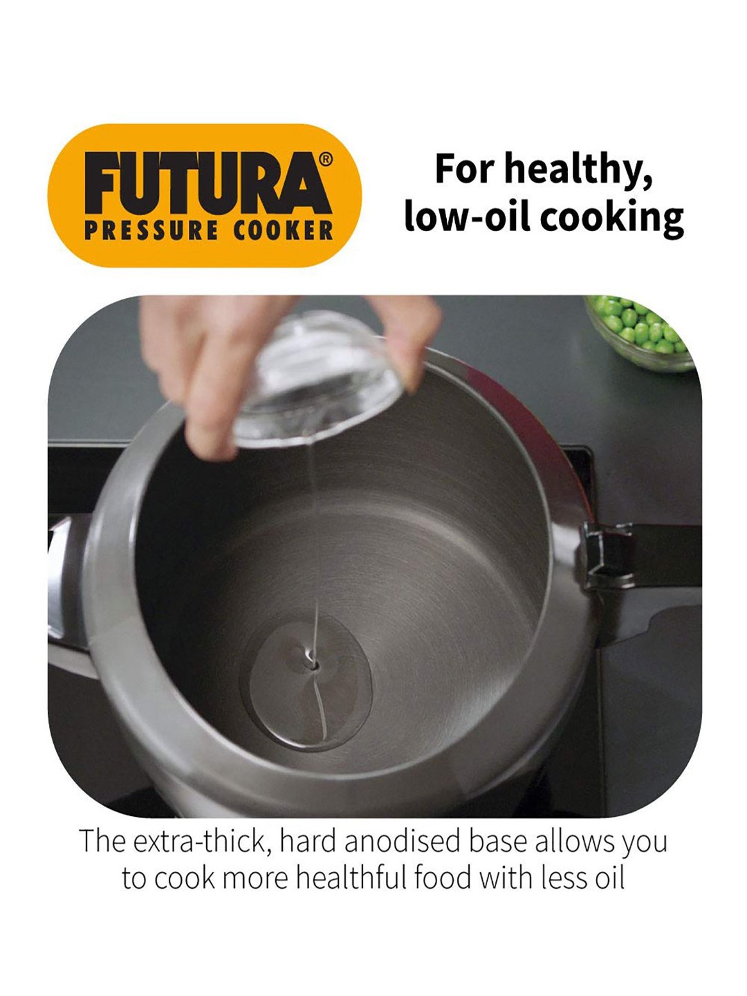 Futura Black Hard Anodized 5 L Induction Based Pressure Cooker - Set of 1