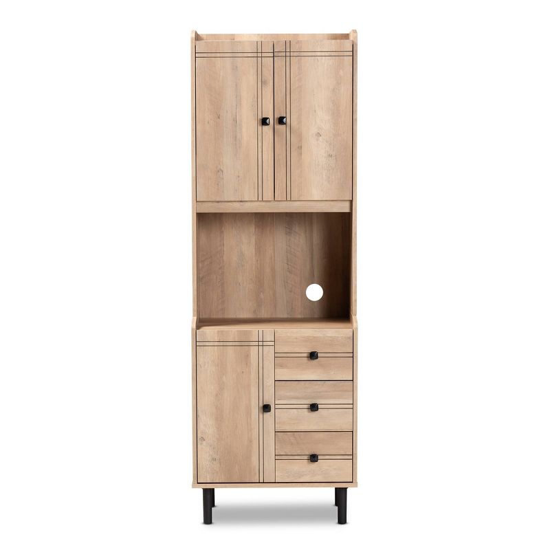 Patterson 3 Drawer Kitchen Storage Cabinet Oak/Brown - Baxton Studio