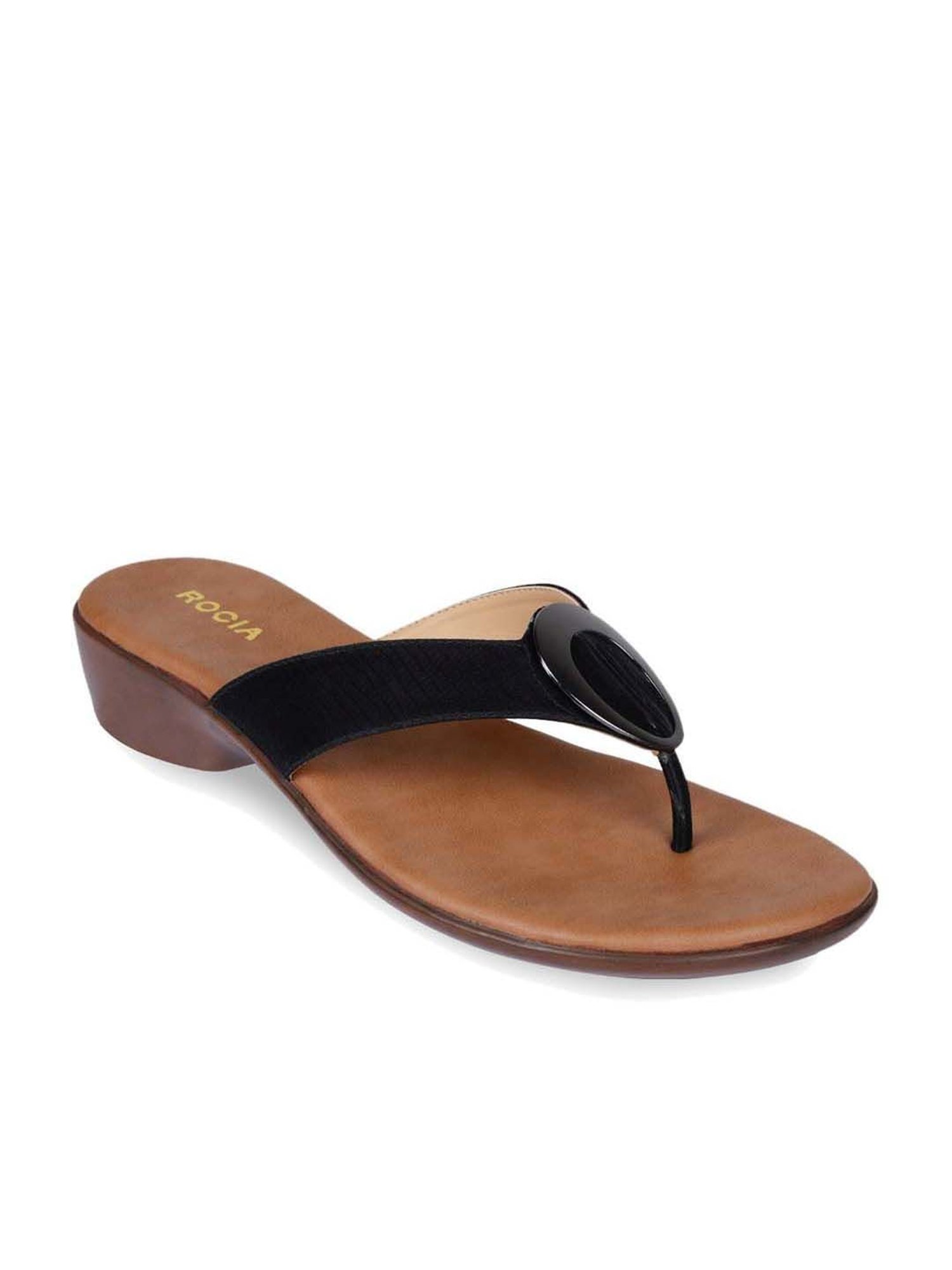 Rocia by Regal Women's Black Thong Wedges