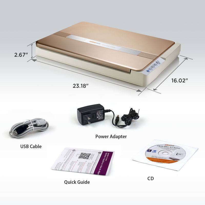 Plustek OpticSlim 1680 - A3 Scanner with CIS Sensor. Super fast with Fine Quality. 3 sec for A3 Scanning @1200 Dpi Res