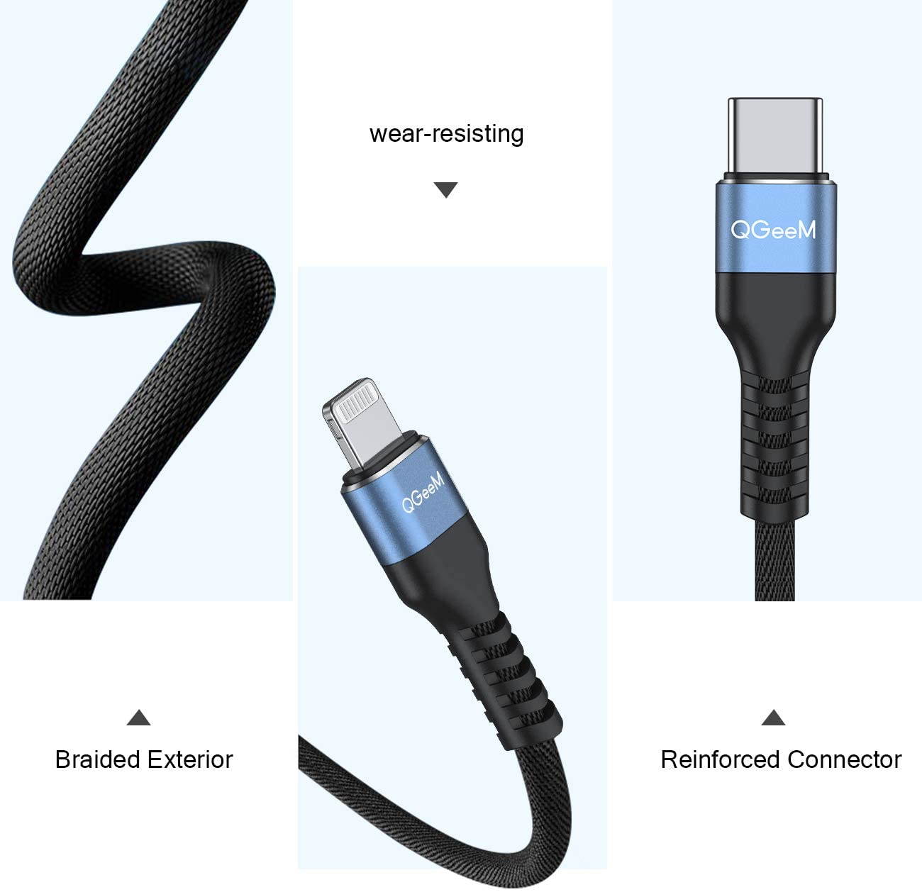 USB C to Lightning Cable 3FT, QGeeM MFi Certified iPhone 12 Charger Cable, Fast Charging Data Sync Transfer Cord Phone Power Connector Compatible with Compatible with iPhone 11/11Pro/11Pro MAX/XS/XS