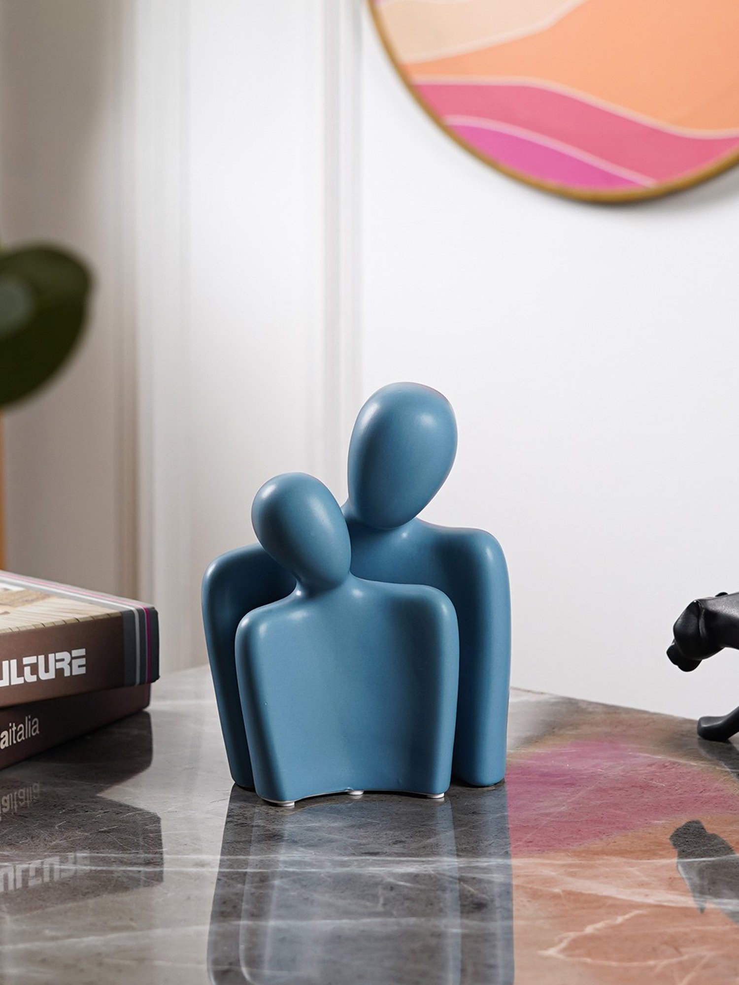 The Artment Decorative Human Set of 2 Sclupture Blue Polyresin Showpiece Figurine