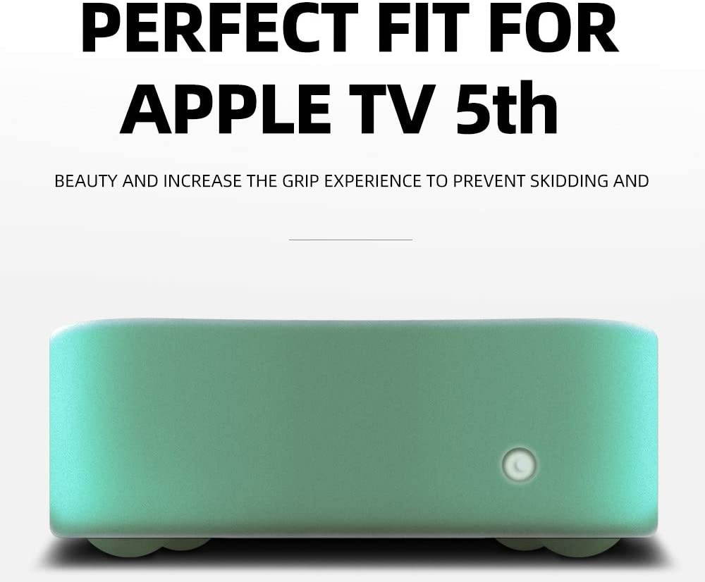 AWINNER Protective Case Compatible for Apple TV 4K 5th / 4th - [Anti Slip] Shock Proof Silicone Cover for Apple TV (Cyan)