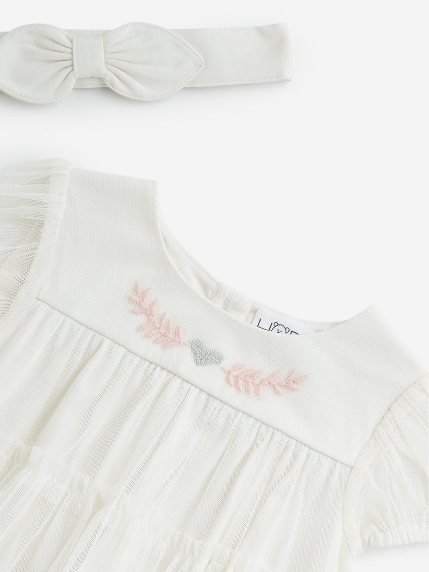 HOP Baby by Westside White Tiered Empire-Line Dress with Hairband
