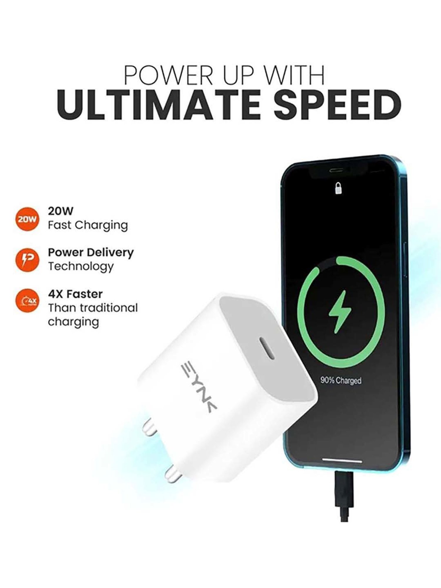 EYNK 20W USB-C Wall Charger PD Fast charging Adapter (White)
