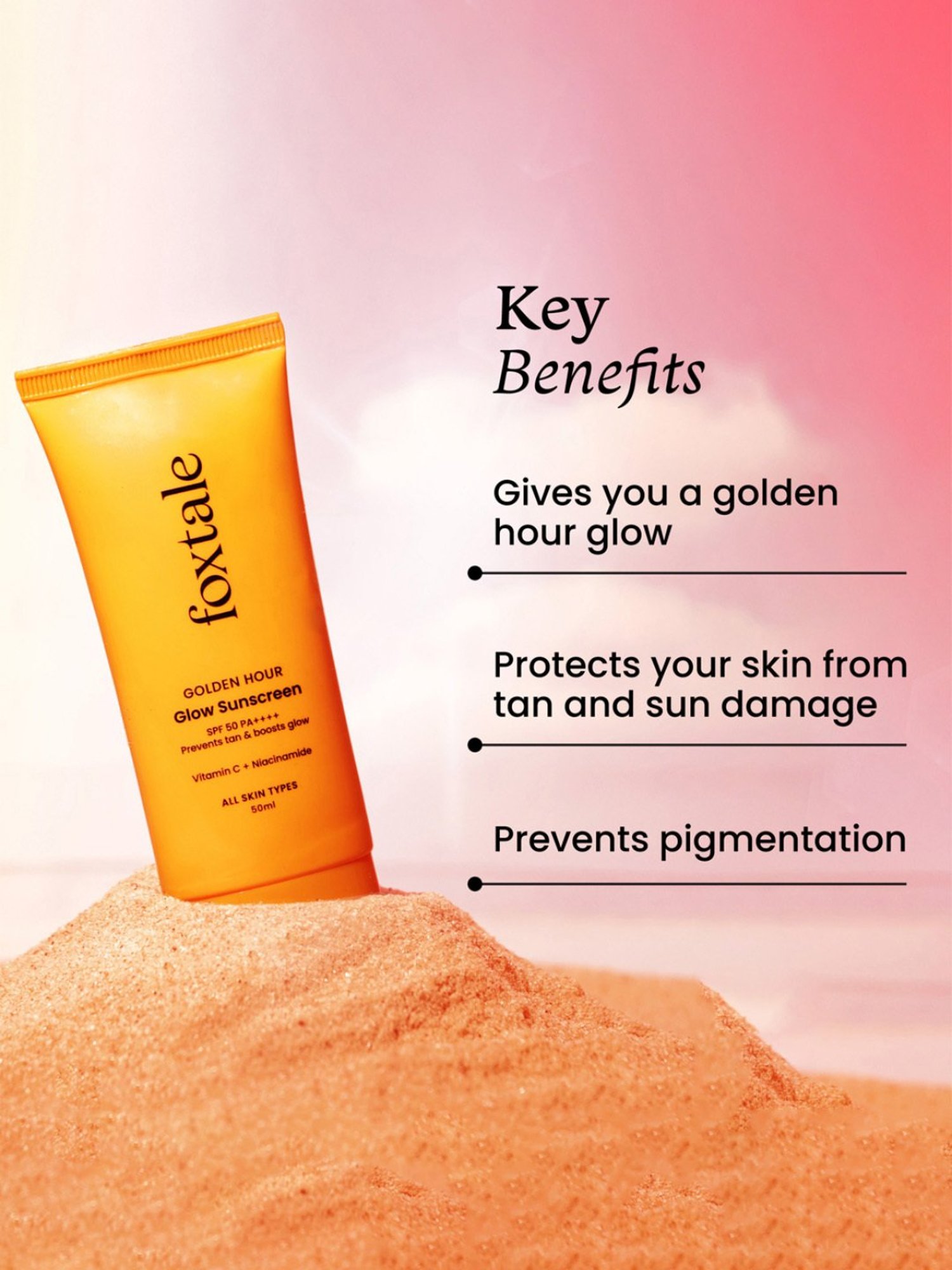 Essentials By Foxtale Daily Glow Sunscreen SPF 50 PA+++ - 50 ml