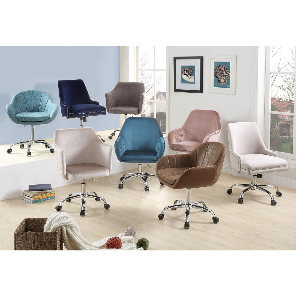 Cosgair Office Chair, Champagne Velvet & Chrome
