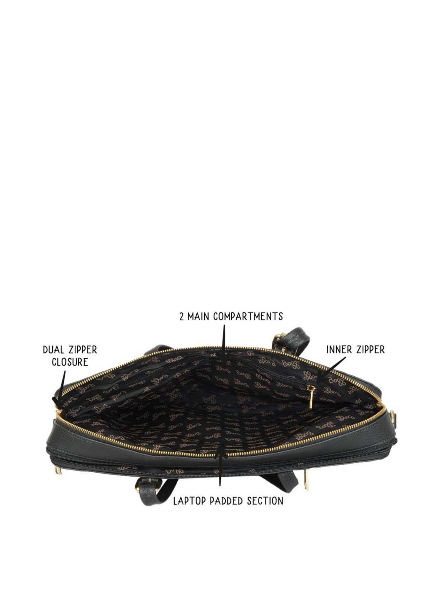 Baggit Black Solid Large Laptop Messenger Bag