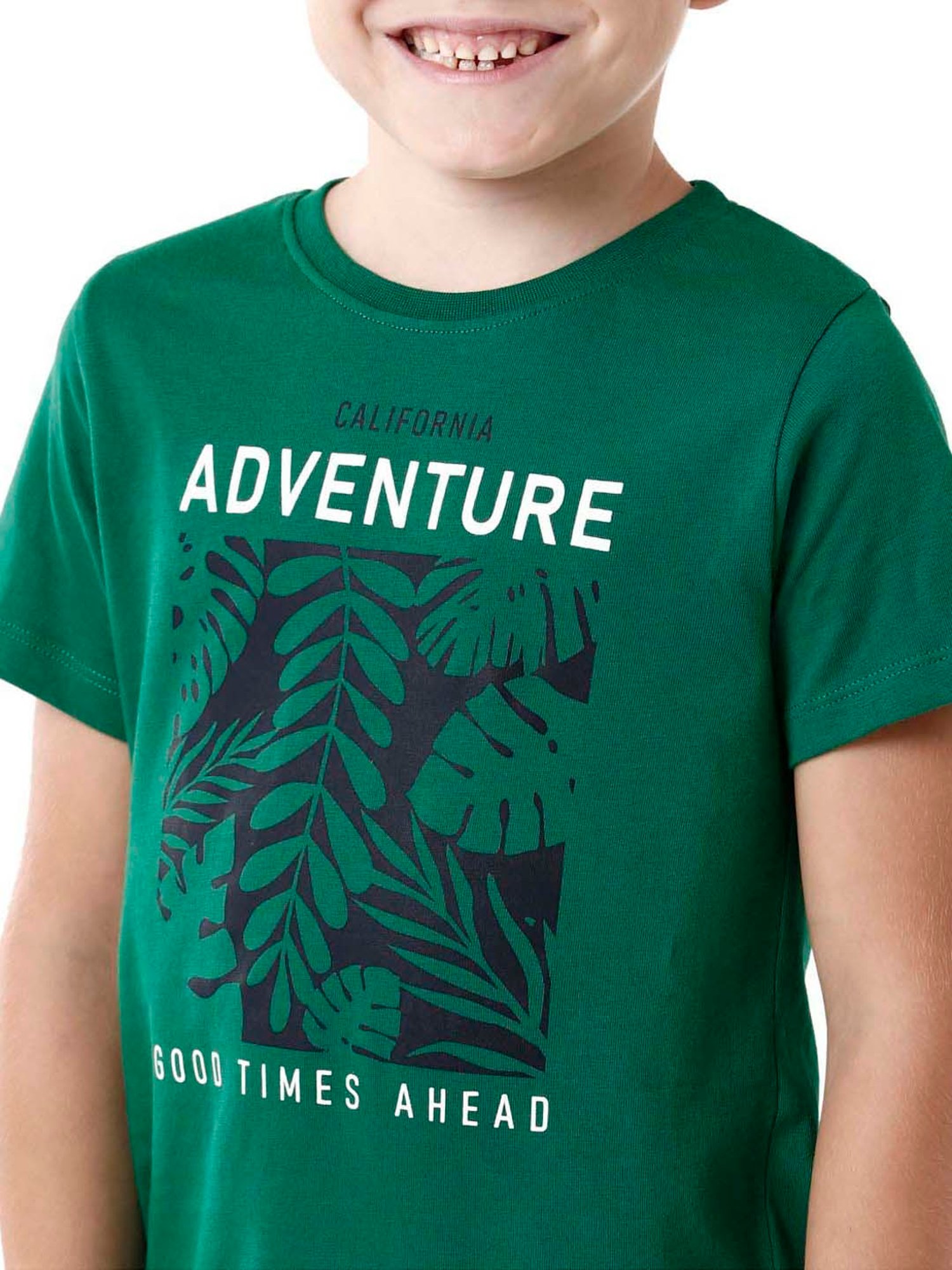 Kate & Oscar Kids Green Cotton Printed T-Shirt
