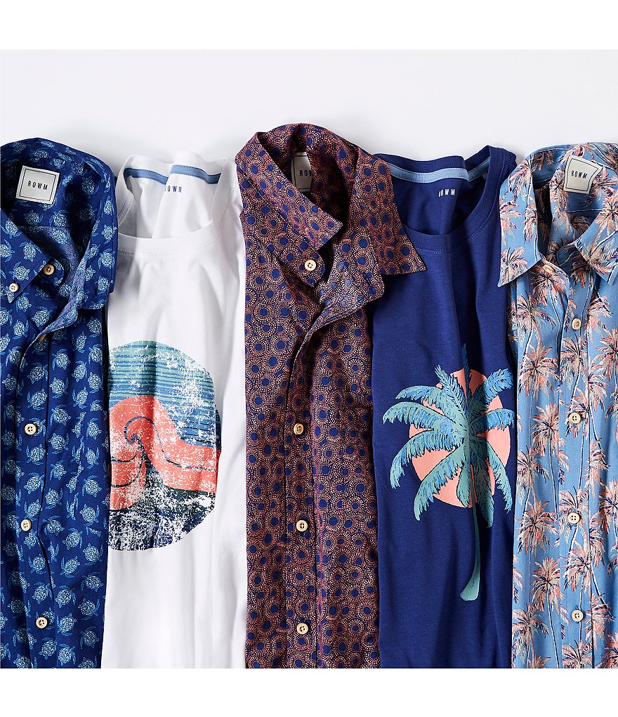 Rowm Short Sleeve Palm Tree Print Sportshirt