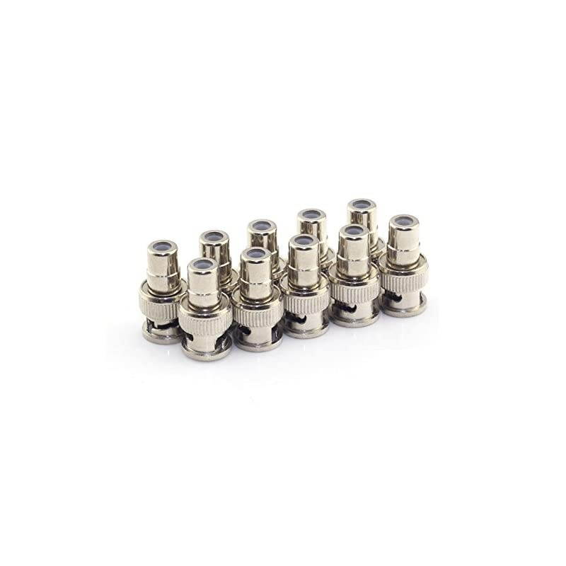 10 Pack RCA Female Plug to BNC Male Jack Adapters Coaxial Connector For CCTV Video