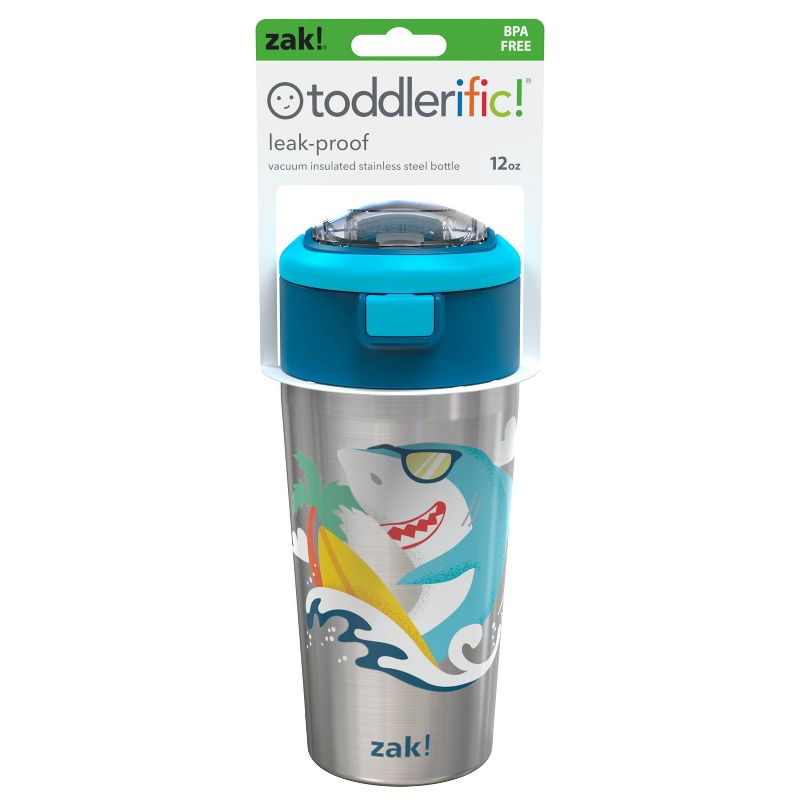 Zak Designs 12oz Double Wall Stainless Steel Vacuum Straw bottle – Shark