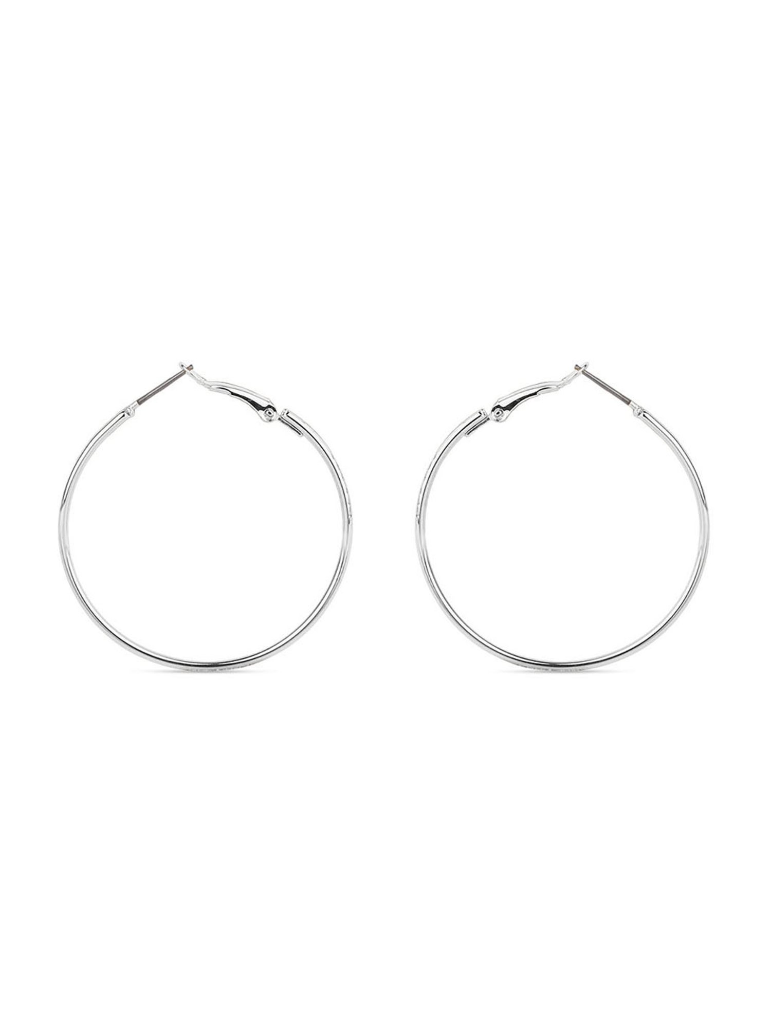 ToniQ Stylish Silver Plated Hoop Earrings For Women - Set of 3