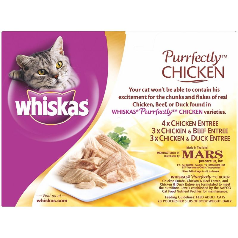 Whiskas Purrfectly Chicken Prepared In Natural Juices Wet Cat Food - 3oz/10ct Variety Pack