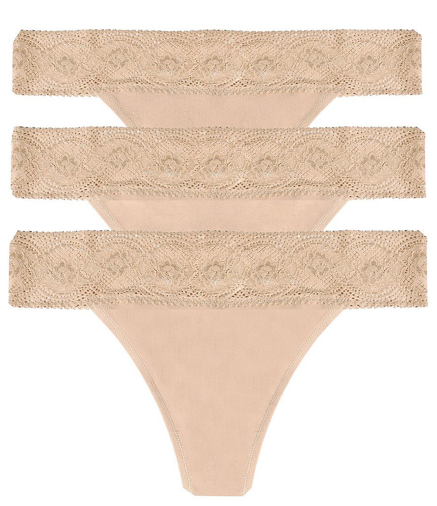 Skarlett Blue Petal Cotton Thong Panty, 3 Pack
