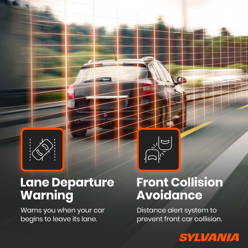 Sylvania Roadsight Plus Dash HD 1296p Camera with 130 Degree View, Hit Collision Detection, Night Vision, and Mobile App Enabled, Black